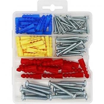 T.K.Excellent Ribbed Drywall Anchors and Screws Set,100 Pieces