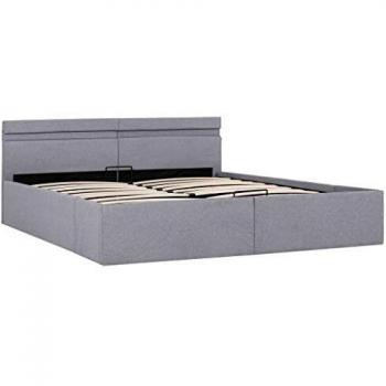 Fabric‑Covered LED Bed Frame with Hidden Drawer – Grey – 160×200 cm
