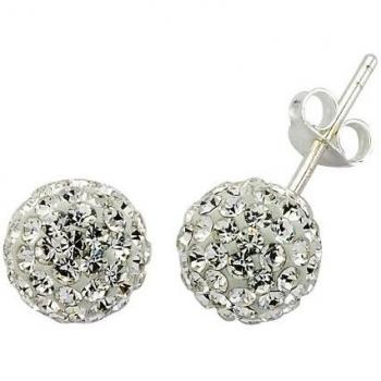 Aretes de Bola de Cristal en Plata Esterlina para Señoras