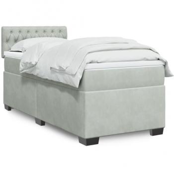 VidaXL Cama box spring con colchón terciopelo gris claro 80x200 cm