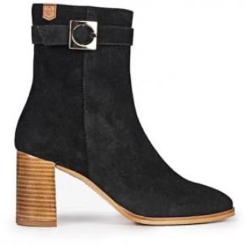 Botines Popa con Tacón de Madera Negro