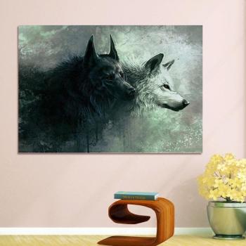 Cross-Stitch Diamond Painting: Cartoon Wolves, Rhinestone Design Kit, 20X30CM
