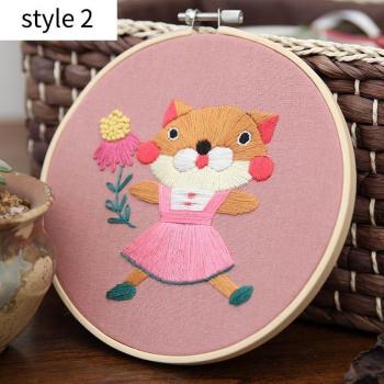 Hängende Stickerei 15x15cm DIY Bausatz für Anfänger mit lustigen Karikaturen
