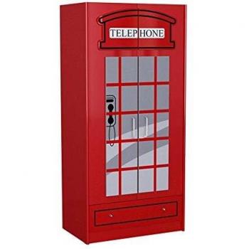 Armoire de rangement 2 portes London Bus Style, Vipack, Rouge