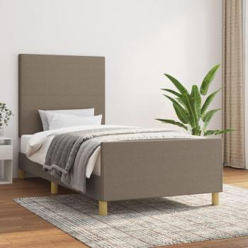 VidaXL Bett Bettgestell mit Kopfteil Taupe 90x190 cm Stoff