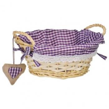 Natural Willow Basket with Purple Gingham Lining