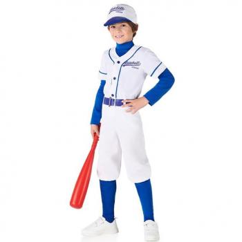 Disfraz de beisbolista para niño color blanco y azul