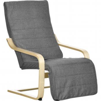 HOMCOM Dark Grey Reclining Lounger with Adjustable Footrest