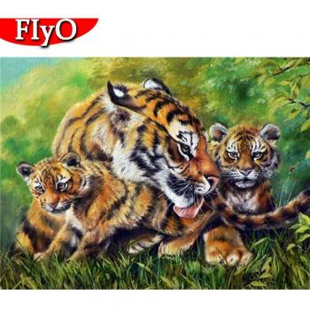 Kit pittura a diamanti Tiger con perforazione totale, pattern a croce, decorazione home 20x30 cm