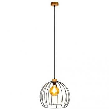 Lampe suspendue bois chêne huilé, câble PVC noir – Édition Coop