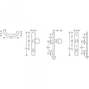 Assa Abloy 509ZB14 Effeff Alu‑Wechselgarnitur für Rohrrahmen (30–45 mm), Gefahrensignal­zubehör