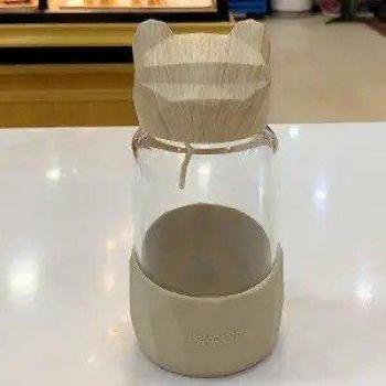 340ML Easy to Carry Wood Grain Glass Water Bottle