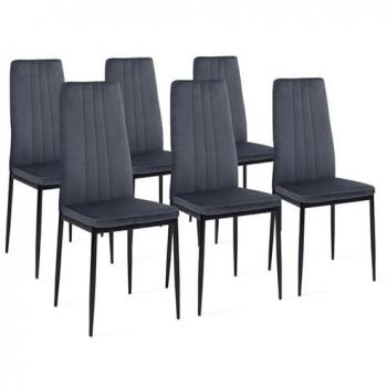 Juego de 6 sillas de comedor de terciopelo gris oscuro Julia