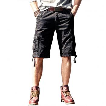 Männer‑Cargo Shorts 100 % Baumwolle, kurze Hose, casual, Tunnelzug, Taschenvielfalt
