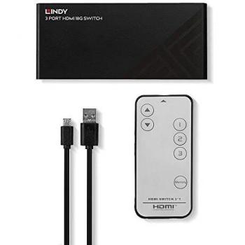 Commutateur vidéo/audio Lindy 3 ports HDMI