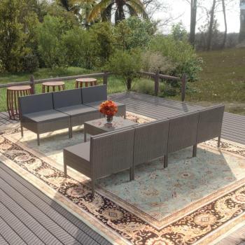 Kit Lounge de Jardim 8 Almofadões Vime Cinza VidaXL