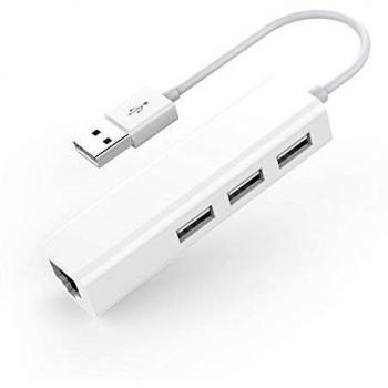 Hub lention avec 3 ports USB 2.0 et adaptateur Ethernet LAN RJ45