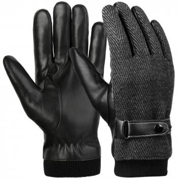 Vbiger Men's Touchscreen Winter Outdoor Gloves in PU Leather