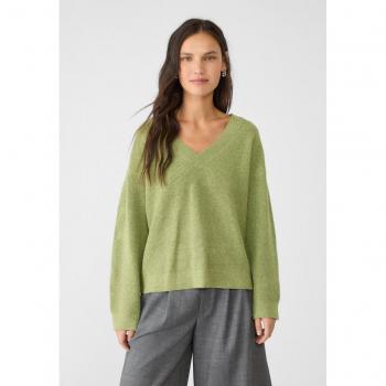 V-Neck Pull Stradivarius Maille Souple Vert Marron XS Femme