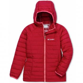 Chaqueta De Plumón Columbia Powder Lite con Capucha para Niñas, Rojo