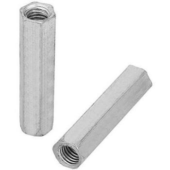 M10 60mm Long Hex Nut Pair – Zinc-Plated Rod Coupling
