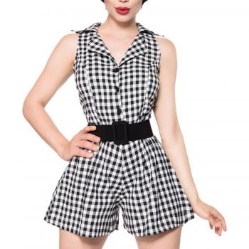 Karo‑Retro‑Jumpsuit ohne Ärmel – Größe S