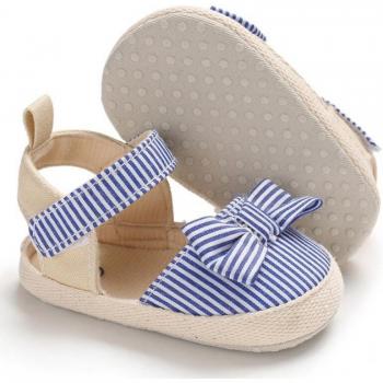 Sandalias para bebé niña con suela suave y diseño de rayas antideslizantes
