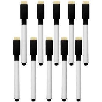 Ensemble de 10 stylos effaçables pour tableau blanc avec gomme, encre et stylo noir pour enfants D9S3