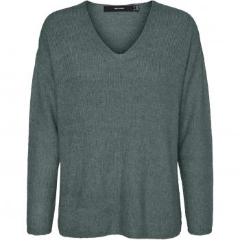 Pull Vero Moda femme col en V vert chiné