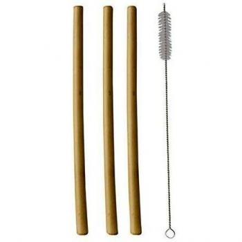 Bambus-Trinkhalme pure 12er Set, Ø 1 cm, 23 cm inkl. Reinigungsbürste