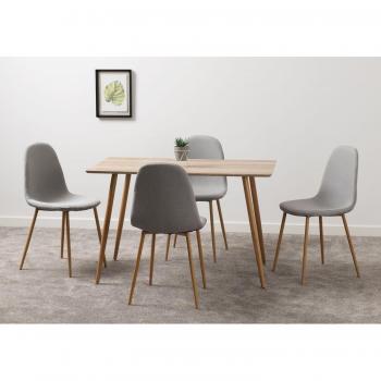 Barley Dining Set featuring Oak Veneer Table and Grey Fabric Chairs