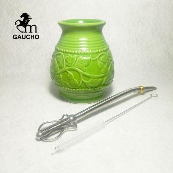 Gaucho Yerba Mate Set mit 250 ML Keramiktasse und Bombilla