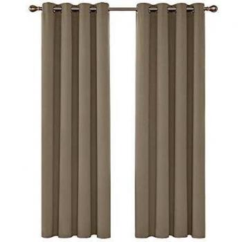 Deconovo Ösenvorhang 210x140 cm, Taupe, 2er Set