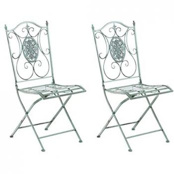 Lot de chaises de jardin pliables en métal vert antique Sibell