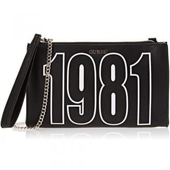 Guess Felix, Borsa a Tracolla Donna, 23.5x14x3 cm, Nero