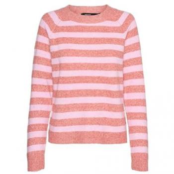 Rundhalspullover VERO MODA VMDOFFY LS O-NECK BLOUSE GA NOOS – 94% Polyester, 3% Elasthan, 3% Nylon, gestrichene Muster