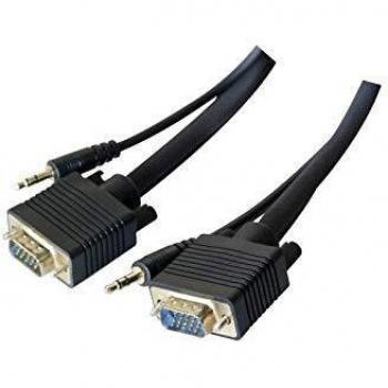Schwarzes S‑VGA Monitor Kabel mit Audio – 15‑poliges D‑Sub, 7,5 m