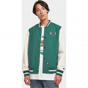 Nylonová college jacket Starter tmavě svěžezelená/bleděbílá