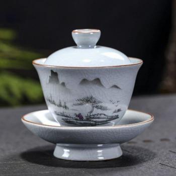 Ru Brennofen Gaiwan Porzellan Kungfu Tasse retro handgemacht Sancai Teeschüssel Küchengeschirr Trinkzubehör