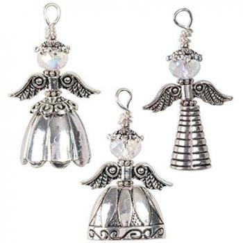 Vintage Silver Solid Oak Angel Bead Pack