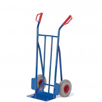 Rollcart Sackkarre mit Rahmenrückwand und Schaufelbreite 400mm sowie Luftbereifung