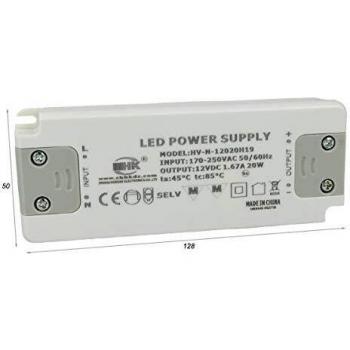 Alimentatore LED 20W 12V 1,67A Super Slim