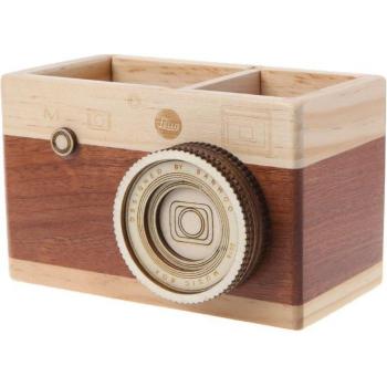Camera Pattern Wooden Desk Organizer