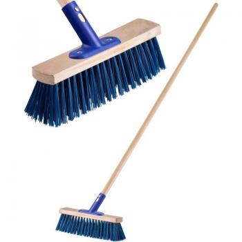 KADAX 30 cm Blue Street Cleaning Broom – Wood & Nylon Handle