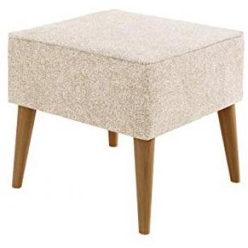 Puf Reposapiés Comfivo 205, Madera Alfa 01, Tapiz Marrón Claro, 45x45x41cm