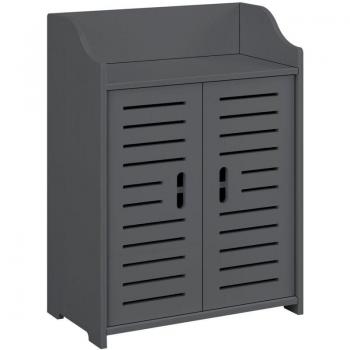 Mobile bagno grigio scuro con ante e ripiani