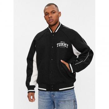 Tommy Jeans Bomber in Wool Nero Regular Fit