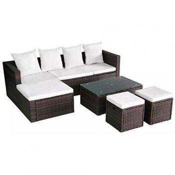 VidaXL Set lounge da giardino 4 pezzi con cuscini in poliratana marrone