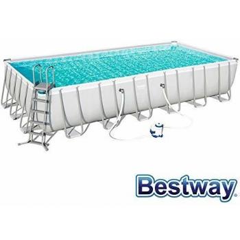 PISCINA FUORI TERRA RETTANGOLARE BESTWAY POWER STEEL FRAME 732X366X132 CM CON POMPA, TELO E SCALETTA