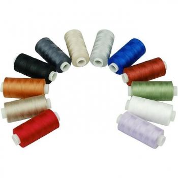 Simthread 12 Assorted Colors Cotton Sewing Thread Kit 100% Mercerized 550 Yards